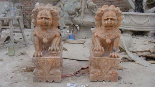 QuYang stone carving QuYang sculpture Animal carving chinese lion - SZ040A