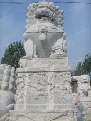 QuYang stone carving QuYang sculpture Animal carving chinese lion - SZ256