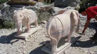 QuYang stone carving QuYang sculpture Animal carving Elephant - DX005