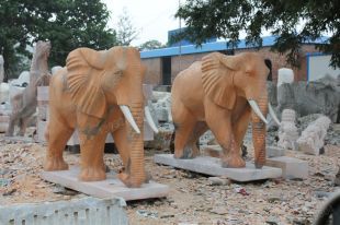 QuYang stone carving QuYang sculpture Animal carving Elephant - DX138