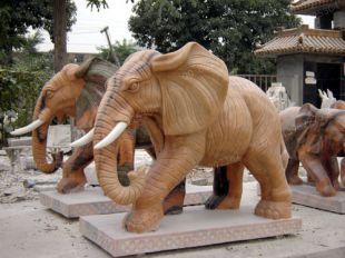 QuYang stone carving QuYang sculpture Animal carving Elephant - DX159