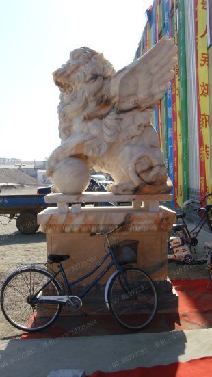 QuYang stone carving QuYang sculpture Animal carving stone lion sculpture European stone lion -OS004