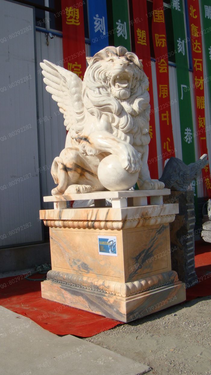 QuYang stone carving QuYang sculpture Animal carving stone lion sculpture European stone lion -OS005