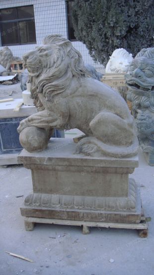 QuYang stone carving QuYang sculpture Animal carving stone lion sculpture European stone lion -OS008