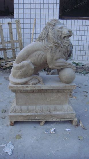 QuYang stone carving QuYang sculpture Animal carving stone lion sculpture European stone lion -OS009