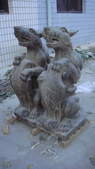 QuYang stone carving QuYang sculpture Animal carving stone lion sculpture European stone lion -OS010