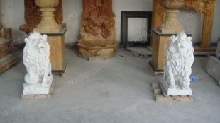 QuYang stone carving QuYang sculpture Animal carving stone lion sculpture European stone lion -OS012