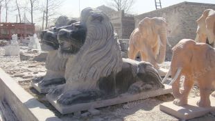 QuYang stone carving QuYang sculpture Animal carving stone lion sculpture European stone lion -OS017