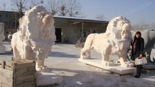 QuYang stone carving QuYang sculpture Animal carving stone lion sculpture European stone lion -OS018