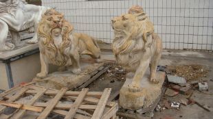 QuYang stone carving QuYang sculpture Animal carving stone lion sculpture European stone lion -OS022