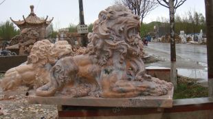 QuYang stone carving QuYang sculpture Animal carving stone lion sculpture European stone lion -OS023