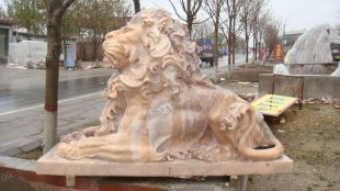 QuYang stone carving QuYang sculpture Animal carving stone lion sculpture European stone lion -OS024