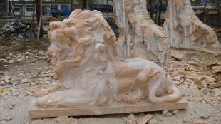 QuYang stone carving QuYang sculpture Animal carving stone lion sculpture European stone lion -OS025