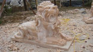 QuYang stone carving QuYang sculpture Animal carving stone lion sculpture European stone lion -OS026