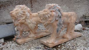 QuYang stone carving QuYang sculpture Animal carving stone lion sculpture European stone lion -OS027