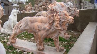 QuYang stone carving QuYang sculpture Animal carving stone lion sculpture European stone lion -OS028