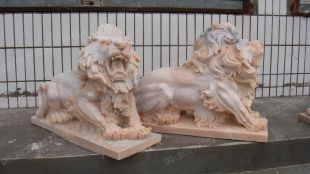 QuYang stone carving QuYang sculpture Animal carving stone lion sculpture European stone lion -OS030