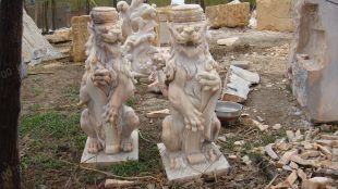 QuYang stone carving QuYang sculpture Animal carving stone lion sculpture European stone lion -OS031
