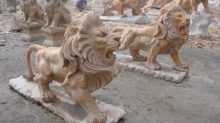 QuYang stone carving QuYang sculpture Animal carving stone lion sculpture European stone lion -OS034