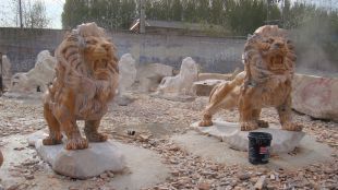 QuYang stone carving QuYang sculpture Animal carving stone lion sculpture European stone lion -OS035