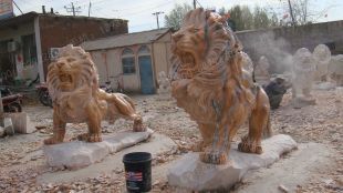 QuYang stone carving QuYang sculpture Animal carving stone lion sculpture European stone lion -OS036