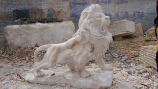 QuYang stone carving QuYang sculpture Animal carving stone lion sculpture European stone lion -OS037