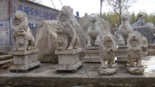 QuYang stone carving QuYang sculpture Animal carving stone lion sculpture European stone lion -OS042