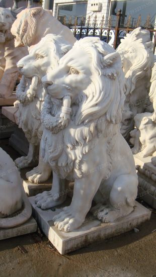 QuYang stone carving QuYang sculpture Animal carving stone lion sculpture European stone lion -OS050