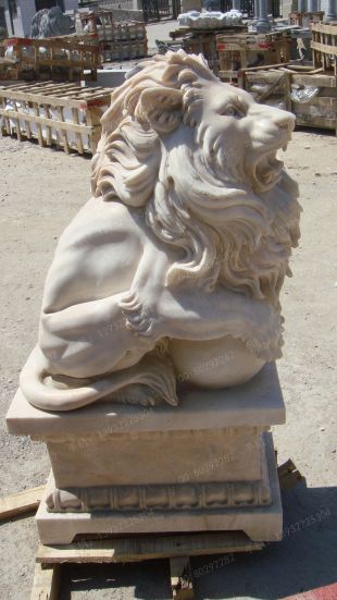 QuYang stone carving QuYang sculpture Animal carving stone lion sculpture European stone lion -OS052