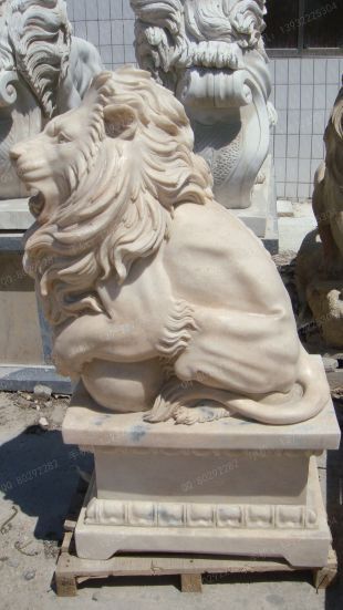 QuYang stone carving QuYang sculpture Animal carving stone lion sculpture European stone lion -OS053