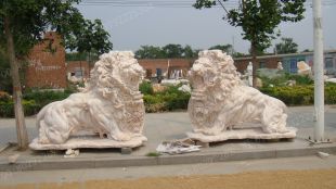QuYang stone carving QuYang sculpture Animal carving stone lion sculpture European stone lion -OS056