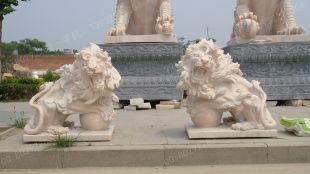 QuYang stone carving QuYang sculpture Animal carving stone lion sculpture European stone lion -OS057