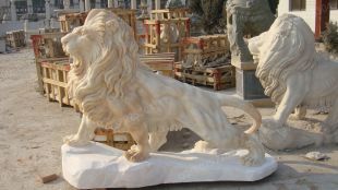 QuYang stone carving QuYang sculpture Animal carving stone lion sculpture European stone lion -OS058