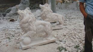 QuYang stone carving QuYang sculpture Animal carving stone lion sculpture European stone lion -OS060