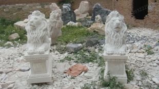 QuYang stone carving QuYang sculpture Animal carving stone lion sculpture European stone lion -OS061