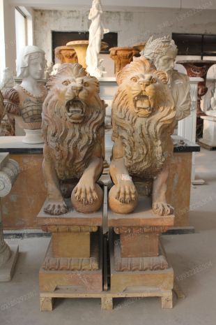 QuYang stone carving QuYang sculpture Animal carving stone lion sculpture European stone lion -OS068