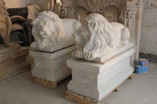 QuYang stone carving QuYang sculpture Animal carving stone lion sculpture European stone lion -OS071