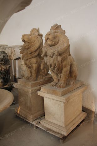 QuYang stone carving QuYang sculpture Animal carving stone lion sculpture European stone lion -OS073