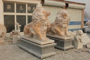 QuYang stone carving QuYang sculpture Animal carving stone lion sculpture European stone lion -OS074