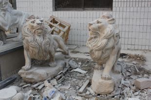 QuYang stone carving QuYang sculpture Animal carving stone lion sculpture European stone lion -OS075