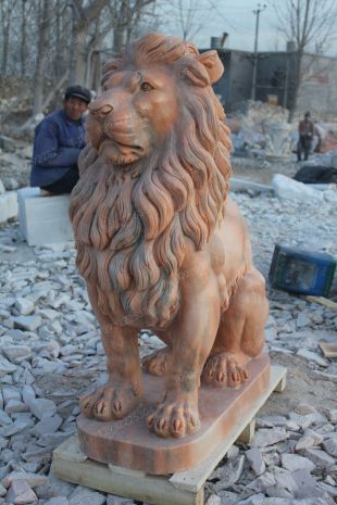 QuYang stone carving QuYang sculpture Animal carving stone lion sculpture European stone lion -OS077