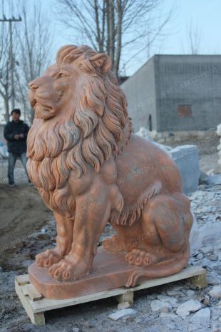 QuYang stone carving QuYang sculpture Animal carving stone lion sculpture European stone lion -OS078