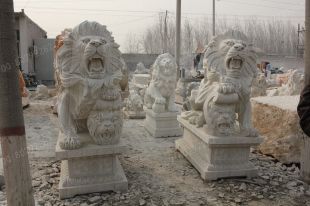 QuYang stone carving QuYang sculpture Animal carving stone lion sculpture European stone lion -OS080