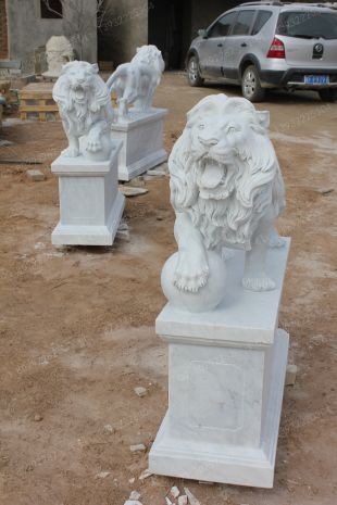 QuYang stone carving QuYang sculpture Animal carving stone lion sculpture European stone lion -OS083