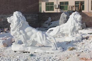 QuYang stone carving QuYang sculpture Animal carving stone lion sculpture European stone lion -OS086