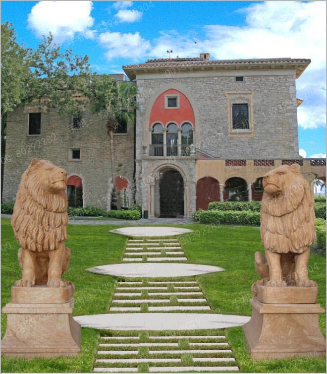 Animal carving stone lion sculpture stone lion price stone lion picture European stone lion -OS346