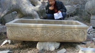 Ancient stone carving aquarium, Ancient stone carving flowerpot YG035