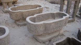 Ancient stone carving aquarium, Ancient stone carving flowerpot YG045