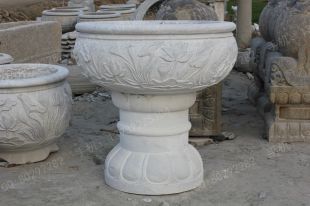 曲阳石雕 曲阳雕塑 仿古石雕鱼缸 仿古石雕花盆 生态鱼缸 仿古鱼缸 汉白玉石雕鱼缸花盆 YG088