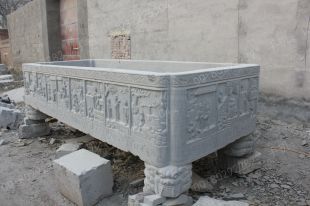 曲阳石雕 曲阳雕塑 仿古石雕鱼缸 仿古石雕花盆 生态鱼缸 仿古鱼缸 汉白玉石雕鱼缸花盆 YG092